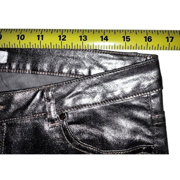 Anthropologie Intropia Plata Silver Metallic Pants Size 8 Euro 40 Disco Slacks - Picture 8 of 9